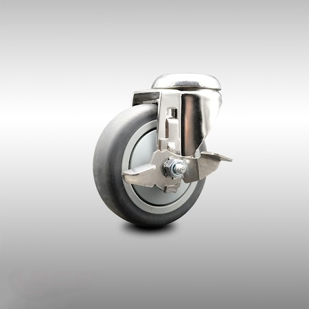 Service Caster 4 Inch 316SS Thermoplastic Rubber Wheel Swivel Bolt Hole Caster with Brake SCC SCC-SS316BH20S414-TPRB-TLB